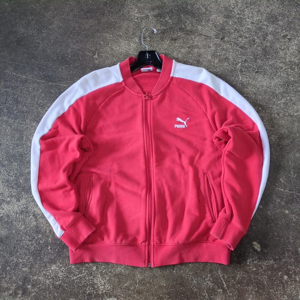 Puma Men's Vibrant Red and White Varsity Jacket